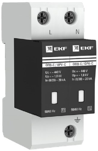 Ограничитель импульсных напряжений УЗИП EKF PROxima ОПВ-C 2п L-N-PE классII+III 20кА с NFC фото Ограничитель импульсных напряжений УЗИП EKF PROxima ОПВ-C 2п L-N-PE классII+III 20кА с NFC картинка